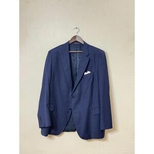 Peter Millar Men’s Blazer 44-46R Navy Blue Glen Plaid Wool Sport Coat